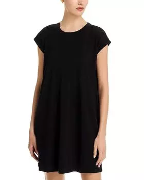 Мятая футболка с круглым вырезом и рукавом 3/4 Eileen Fisher, черный