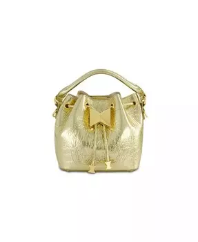 Мятая кожаная сумка-ведро с эффектом металлик Mac Duggal, золотой
