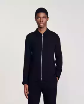 Мятая мужская рубашка Sandro, черный