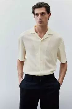 Мятая повседневная рубашка обычного кроя H&M, белый