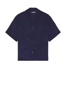 Мятая рубашка с коротким рукавом Wao, темно-синий