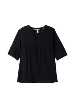 Мятая туника с объемными точками sheego, черный