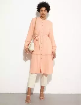 Мятая туника в полоску с зубцами персикового цвета Kayra