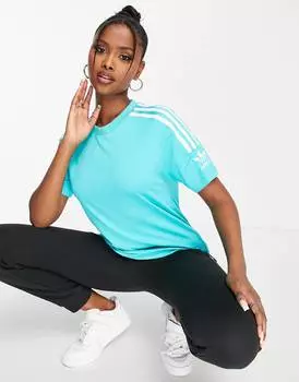 Мятная футболка с тремя полосками adidas Originals adicolour