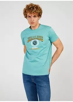 Мятная мужская футболка с круглым вырезом и принтом The Crow