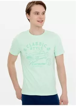 Мятная мужская футболка с круглым вырезом NARA U.S. Polo Assn., мятный