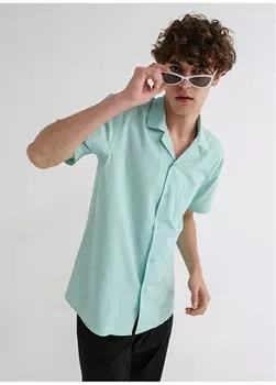 Мятная мужская рубашка с коротким рукавом Limon