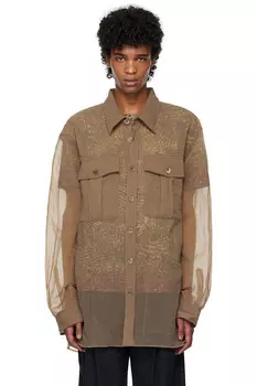 Мятная рубашка Dries Van Noten, коричневый
