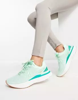 Мятно-зеленые кроссовки Nike Running React Infinity Run 3 Flyknit