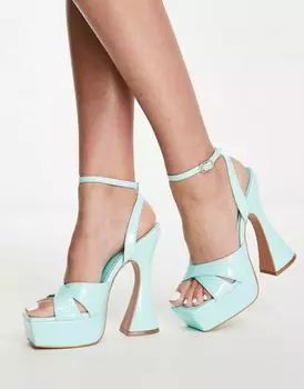 Мятно-зеленые лакированные туфли на платформе с расклешенным каблуком SIMMI London Oceani SIMMI Shoes