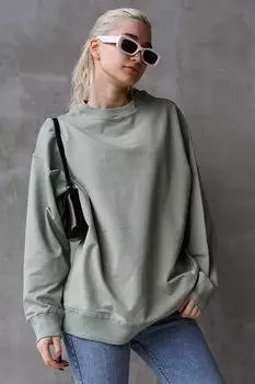 Мятно-зеленый базовый женский свитшот оверсайз MG1686 MADMEXT