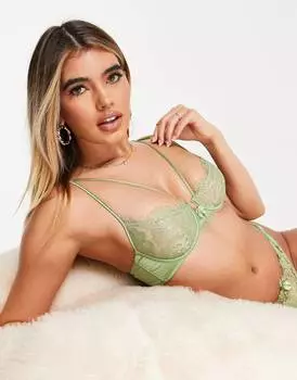 Мятно-зеленый бюстгальтер на косточках с кружевом и ресничками ASOS DESIGN Juno