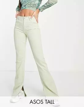 Мятные расклешенные брюки ASOS DESIGN Tall с разрезом по низу ASOS DESIGN Tall