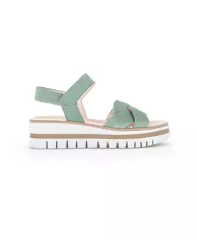 Мятные замшевые босоножки, удобные и стильные. Gabor, зеленый