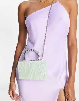 Мятный клатч из мраморной смолы ASOS DESIGN с ручкой из бисера ASOS DESIGN
