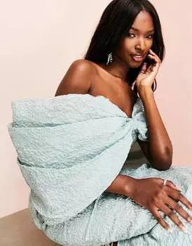 Мятный топ из фактурной органзы с бантом ASOS LUXE co-ord co-ord