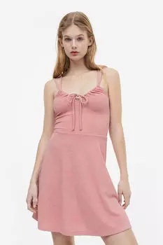 Мятое платье с кулиской H&M, розовый