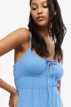 Мятое платье со шнурками H&M, синий