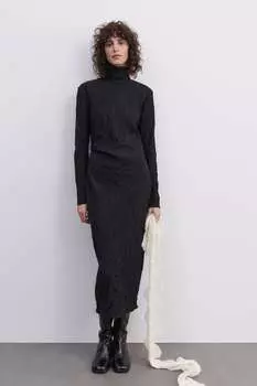 Мятое платье ZARA, черный