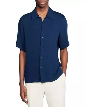 Мятую рубашку Sandro, синий