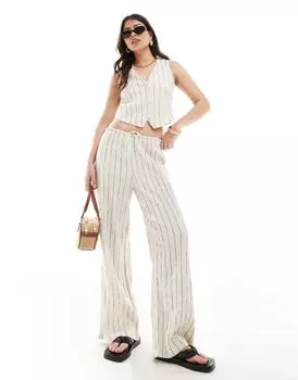 Мятые брюки в полоску Stradivarius - часть комплекта