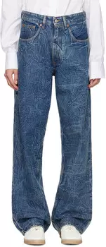 Мятые джинсы MM6 Maison Margiela, синий