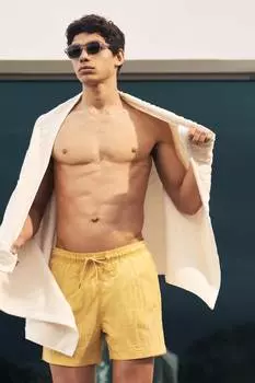 Мятые шорты для плавания H&M, желтый