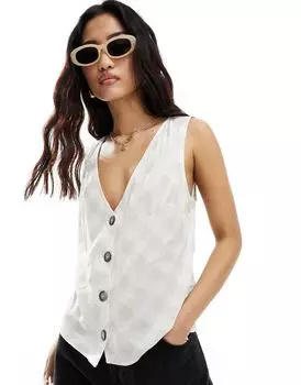Мятый льняной жилет на пуговицах ASOS DESIGN