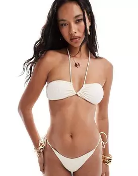 Мятый перевернутый треугольный лиф кокосового цвета South Beach Essentials