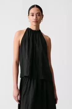 Мятый топ без рукавов с бретельками на шее Gap, черный