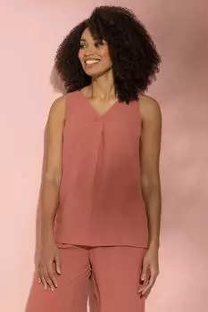 Мятый топ без рукавов с V-образным вырезом Klass., оранжевый