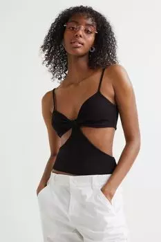 Мятый топ с вырезами H&amp;M, черный