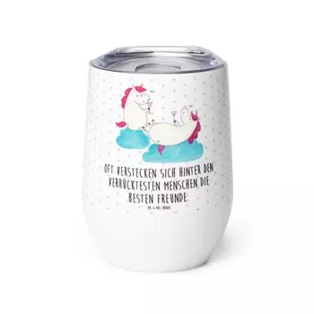 Mr. & Mrs. Panda Wine Cup Unicorn Игристое вино - Белое - Подарок, тост, чашка для вина в дорогу, чашка для глинтвейна, Пегас, пробка, чашка для питья, подруга, единороги, единорог, белый