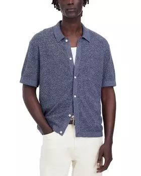 Мраморная хлопковая рубашка с коротким рукавом Madewell, синий