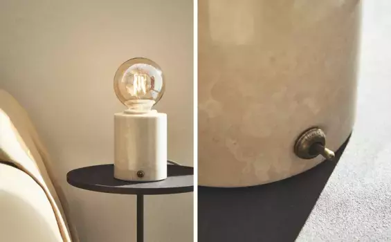Мраморная настольная лампа Zara Home, экрю