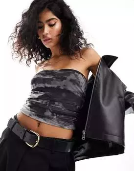 Мраморно-серый сетчатый топ без бретелек Pimkie