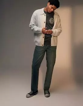 Мраморно-синие прямые джинсы Topman