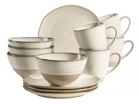 Mser 931818 Набор для завтрака Nottingham на 4 персоны, керамика, бежевый (1 комплект, 12 предметов)