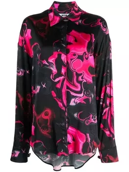 MSGM атласная рубашка с принтом, черный