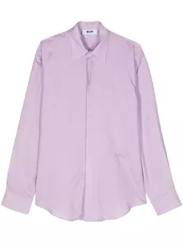 MSGM атласная рубашка с заостренным воротником, фиолетовый