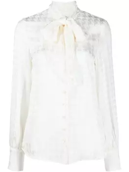 MSGM блузка в ломаную клетку с завязками, нейтральный цвет