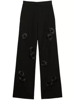 MSGM брюки с цветочной вышивкой, черный