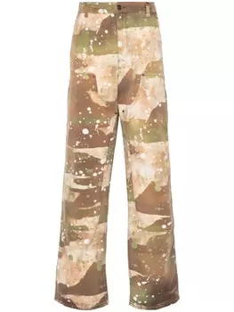MSGM брюки с камуфляжным принтом, коричневый