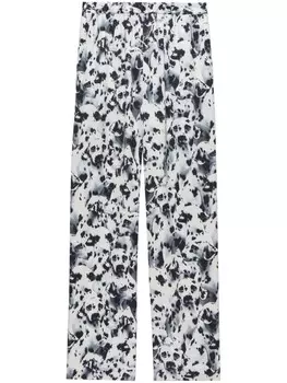 MSGM брюки с широкими штанинами и принтом «собака», белый