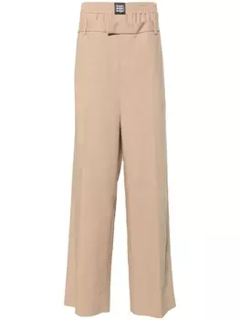 MSGM брюки строгого кроя с двойным поясом, нейтральный цвет