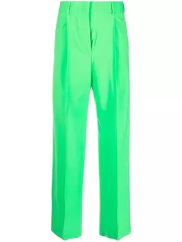 MSGM брюки строгого кроя с завышенной талией, зеленый