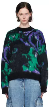 MSGM Черно-зеленый свитер с графическим рисунком