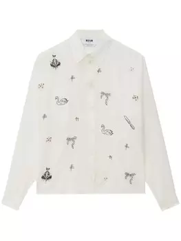 MSGM декорированная рубашка, белый