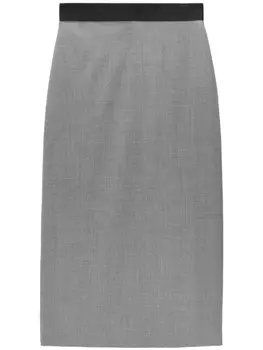 MSGM длинная юбка с вышитым логотипом, серый