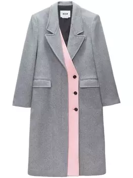 MSGM двубортное пальто со вставками, серый